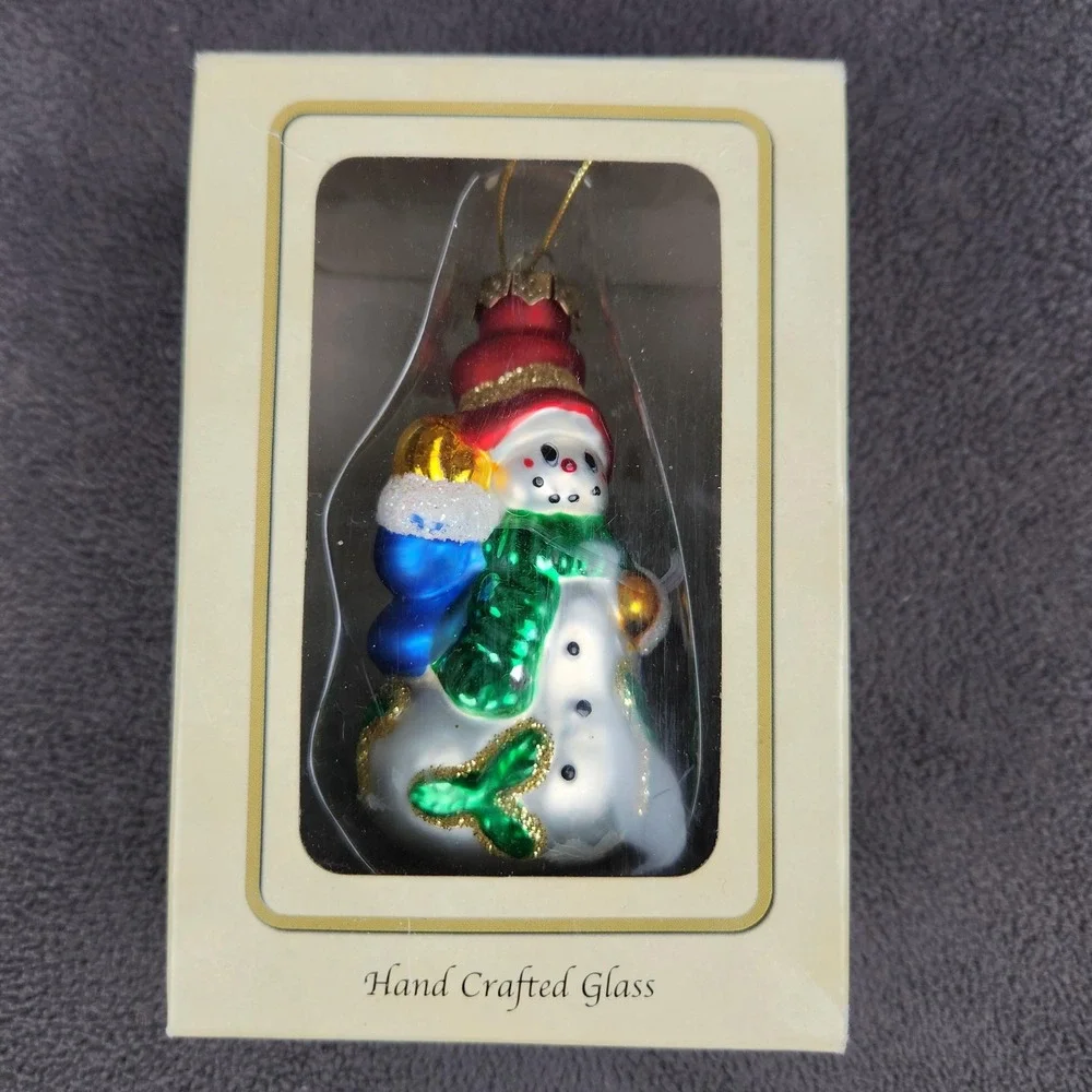 Designers Studio Hand Crafted‎ Glass Snowman Ornament